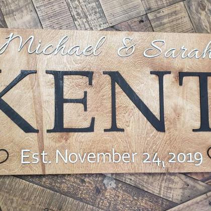 Family Name Sign - Wedding Sign - Last Name 3d..
