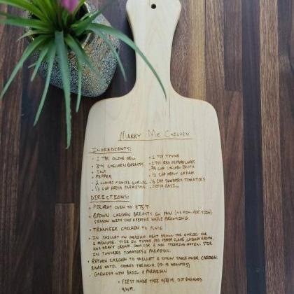 Maple Paddle Cutting Board, Keepsake Reciepe..