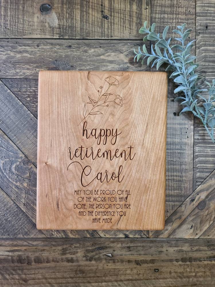 Retirement Gifts For Women, Retirement Gift Idea, Wood Cutting Board, Personalized Cutting Board, Board Wood