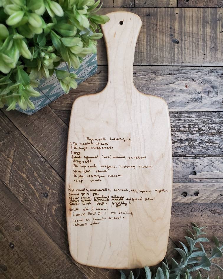 Maple Paddle Cutting Board, Keepsake Reciepe Cutting Board With Handle, Large Wood Cutting Board, Handmade Cutting Boards
