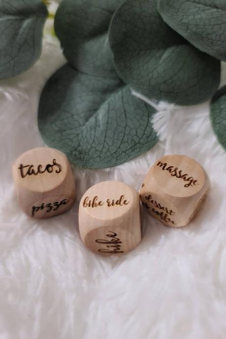 Date Dice | Couples Decision Dice | Custom Personalized Couples Gift | Set of Three
